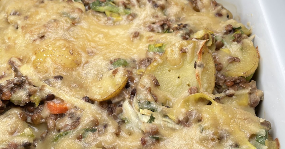 Linsen-Lauch-Kartoffel-Gratin | Now Vegan
